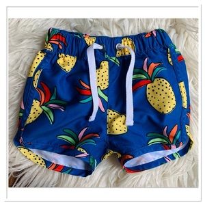 Hanna Andersson Swim Trunks Tropical Pineapple Print Blue Yellow Size 3-6Month